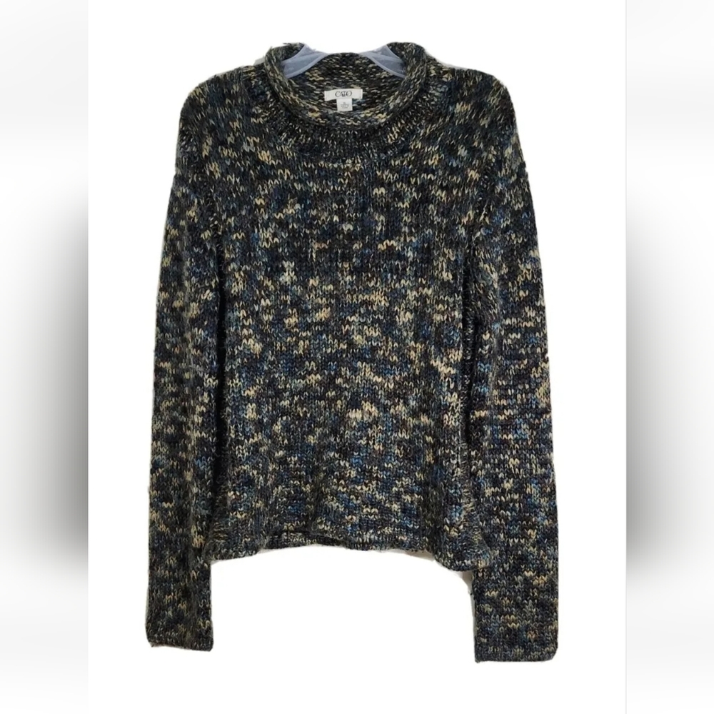 Cato Womens Knit Cropped Sweater Green Blue Yellow XL